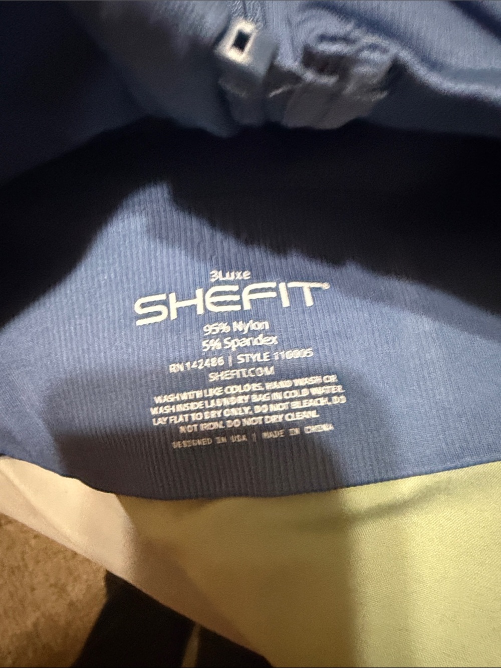 SHEFIT Front-Zip Sports Bra in Periwinkle Blue with Pink Logo - Picture 3 of 3